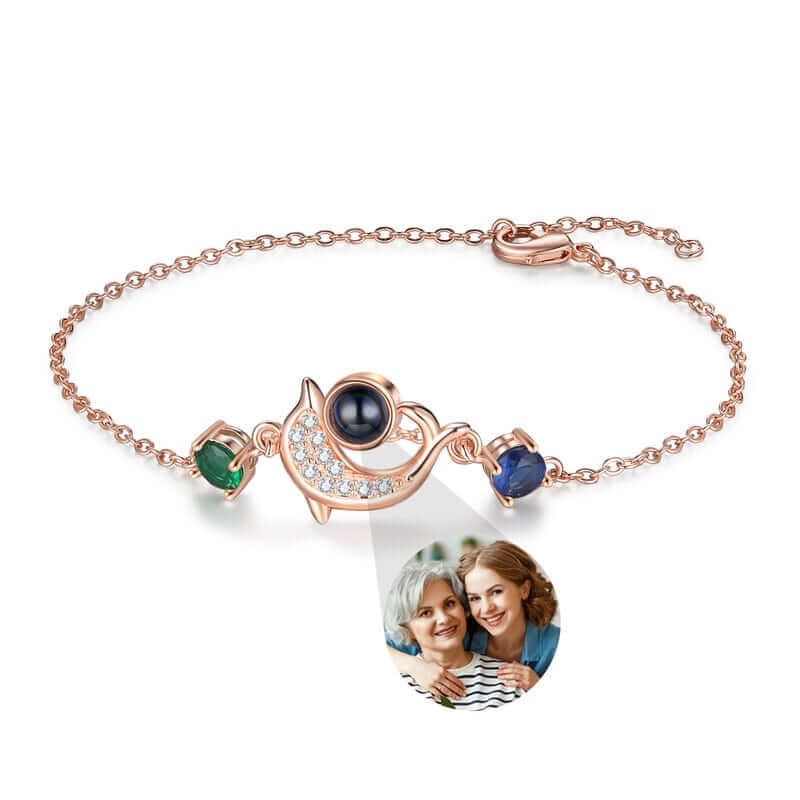 Dolphin Pendant Photo Projection Bracelet with Picture Inside