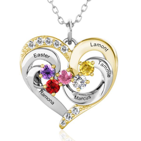 5 Birthstones 5 Name Necklace
