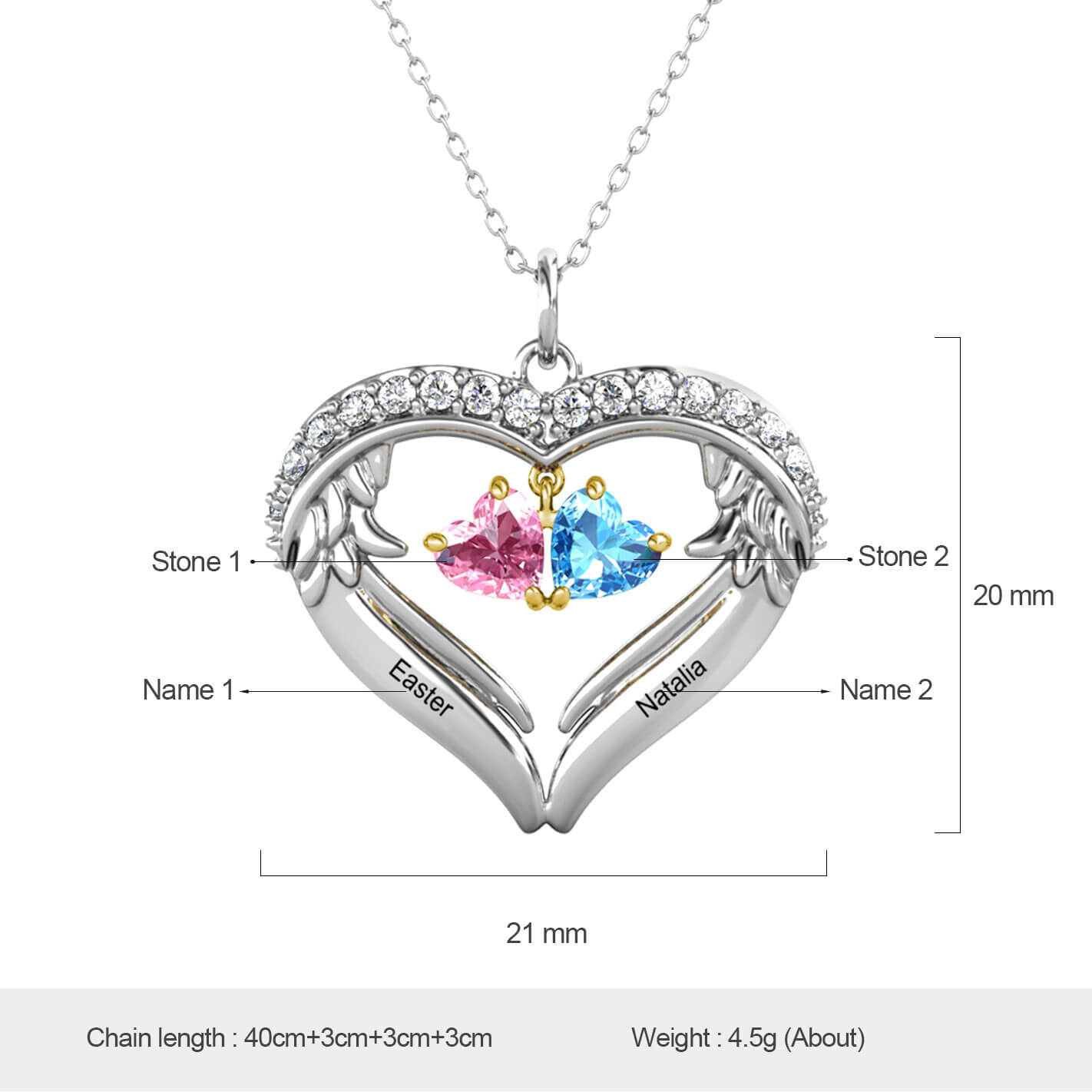 Star Set Birthstone Necklace in Sterling Silver - Elizabeth Scott Jewelry