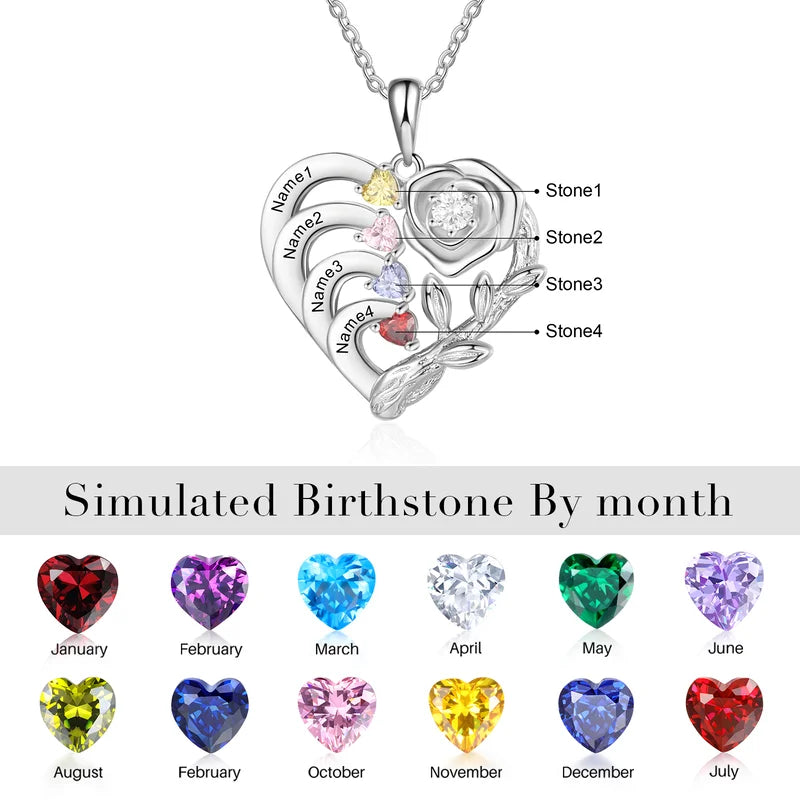 Family Necklace for Mom with Birthstones