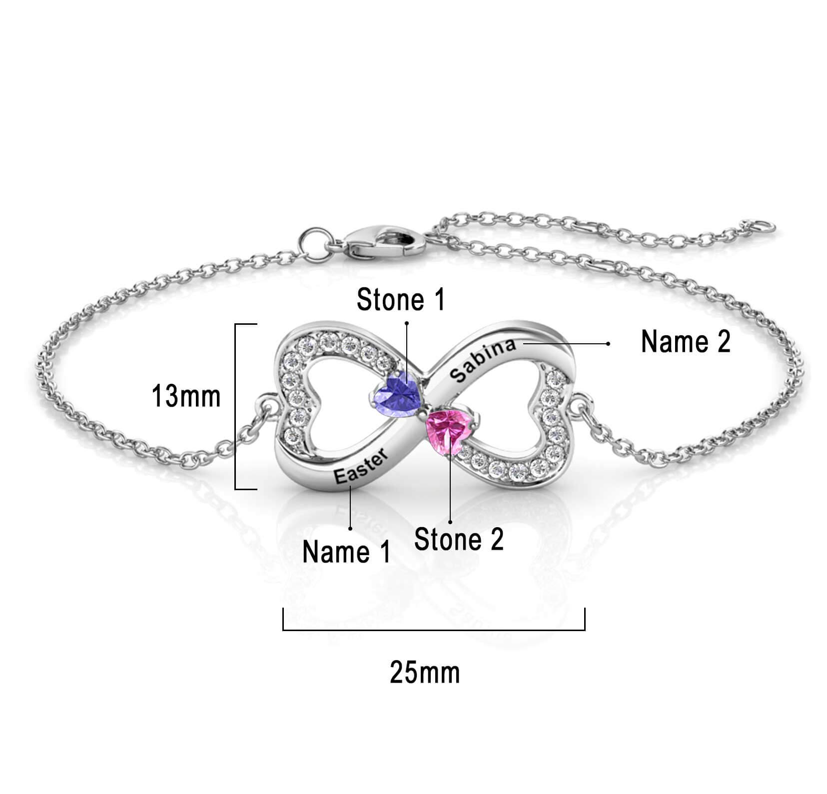 2 Birthstones Infinity Bracelet