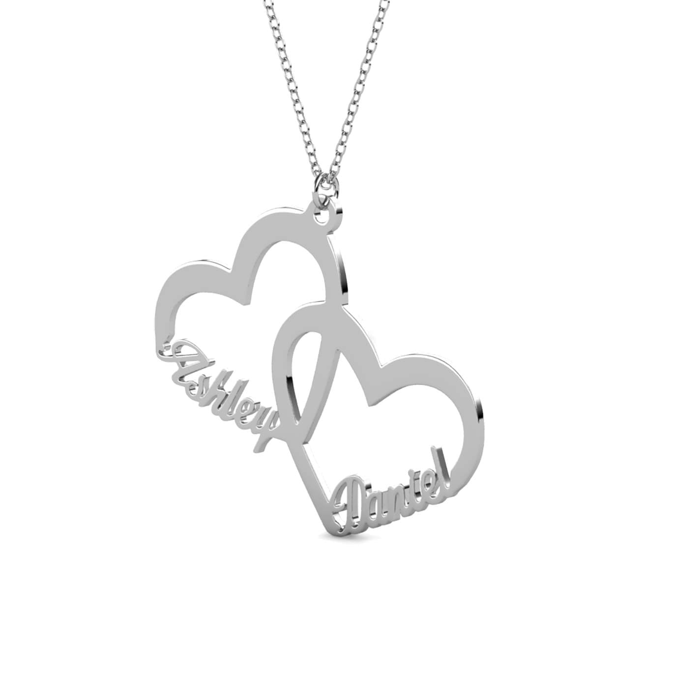 Double Heart 2 Name Necklace