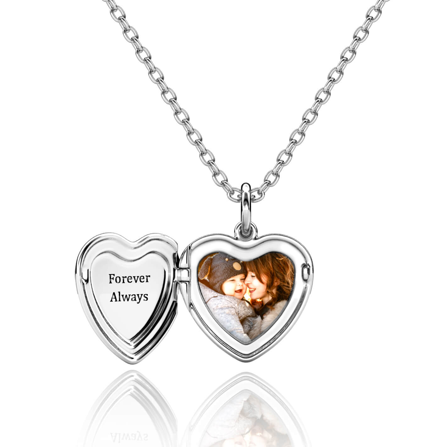 Heart Photo Locket Necklace with Engraving - Copper