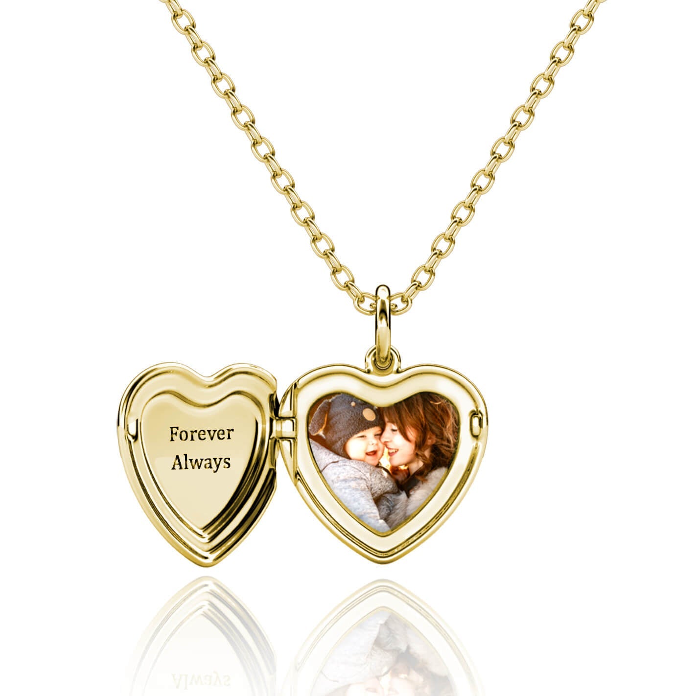 Heart Photo Locket Necklace with Engraving