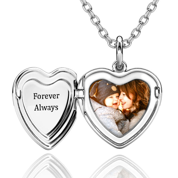 Heart Photo Locket Necklace with Engraving - Copper