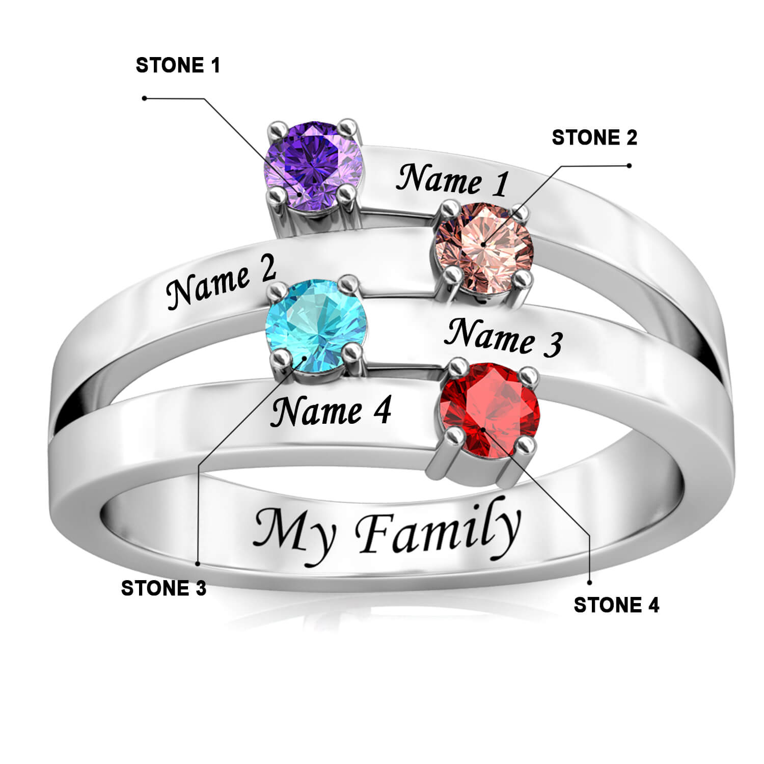 4 Birthstones Ring
