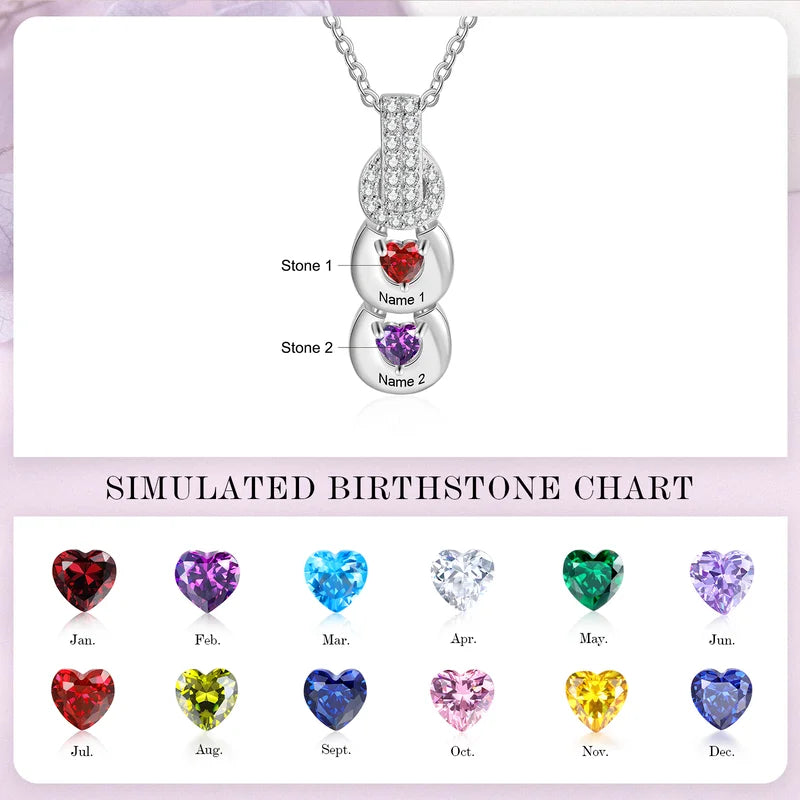 Heart Birthstone Personalized Necklace for Mom