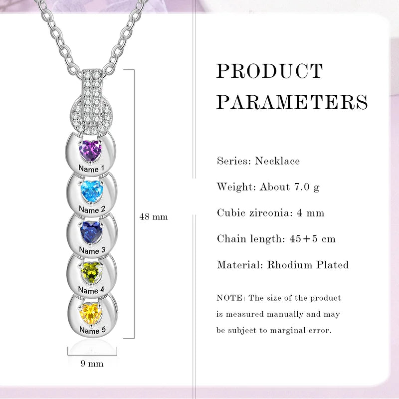 Heart Birthstone Personalized Necklace for Mom