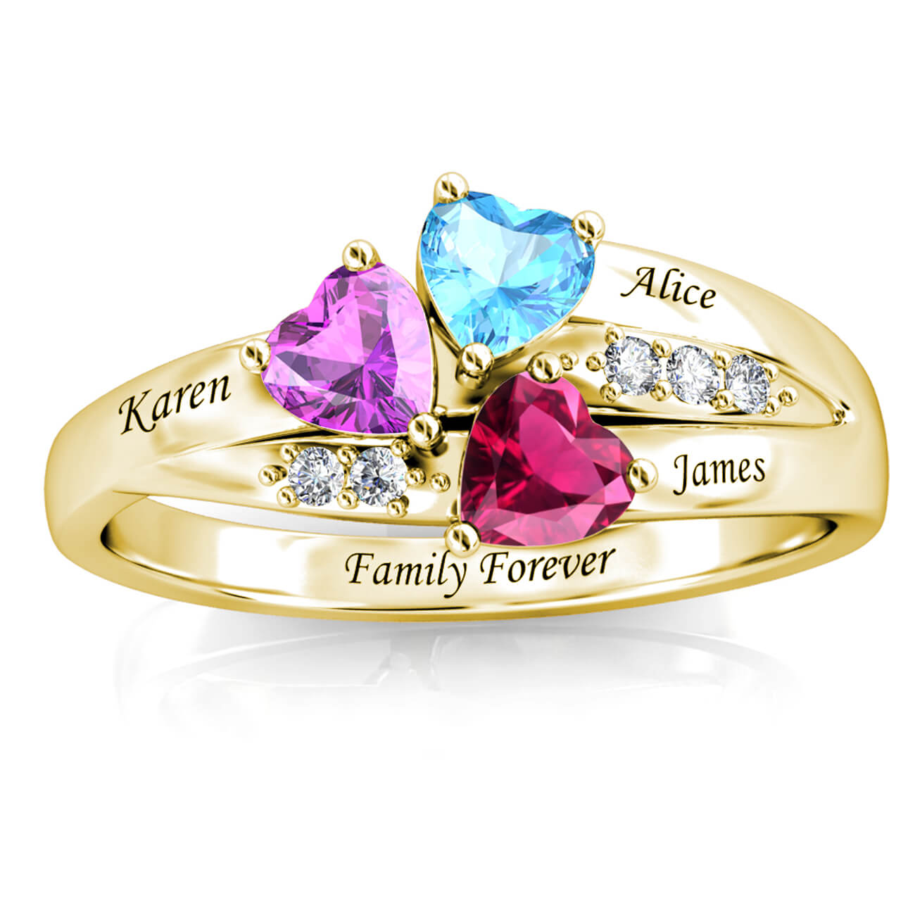 Christopher Michael Designed 3 Stone Oval Mothers Ring with Diamond -  MothersFamilyRings.com